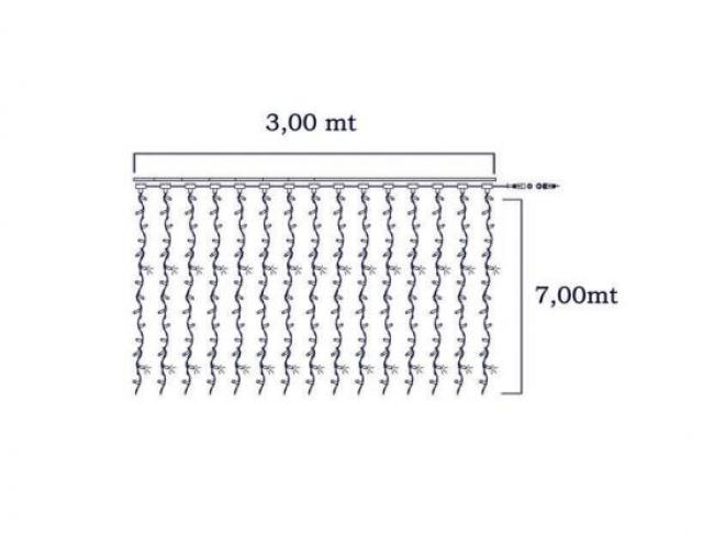 Tenda led 300x700  bianco caldo