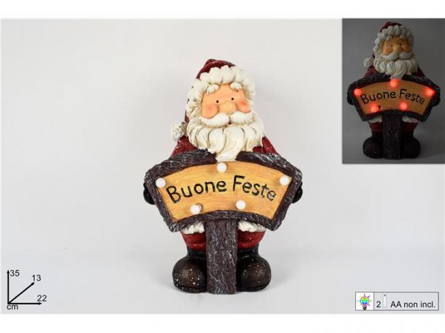 Babbo natale c/scritta luminosa bf 35 cm