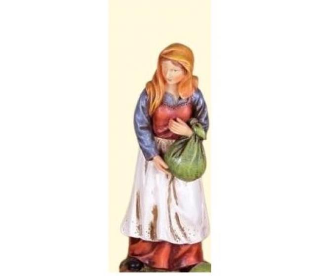 Figura in resina 20 cm donna con fagotto